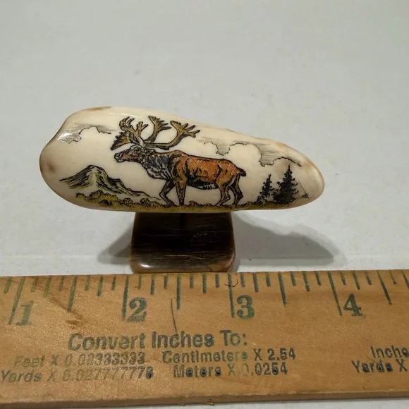 Scrimshaw wildlife engraving on a portion of a Whale’s tooth - Picture 1 of 6